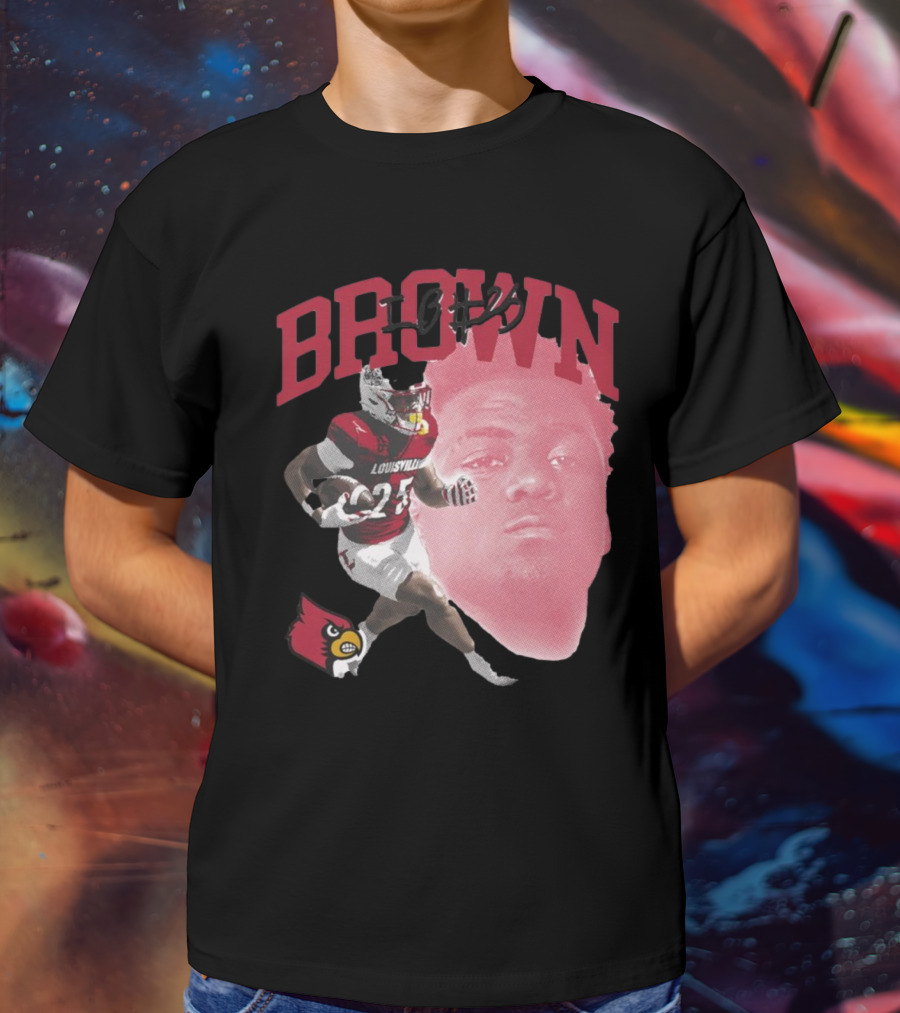 Brown IB #25 Louisville Cardinals Football Player T-Shirt