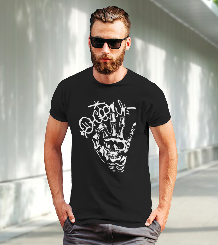 Ohgeesy Geezyworld Skeleton Hand And Skull T-Shirt