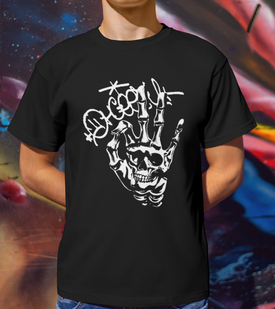 Ohgeesy Geezyworld Skeleton Hand And Skull T-Shirt