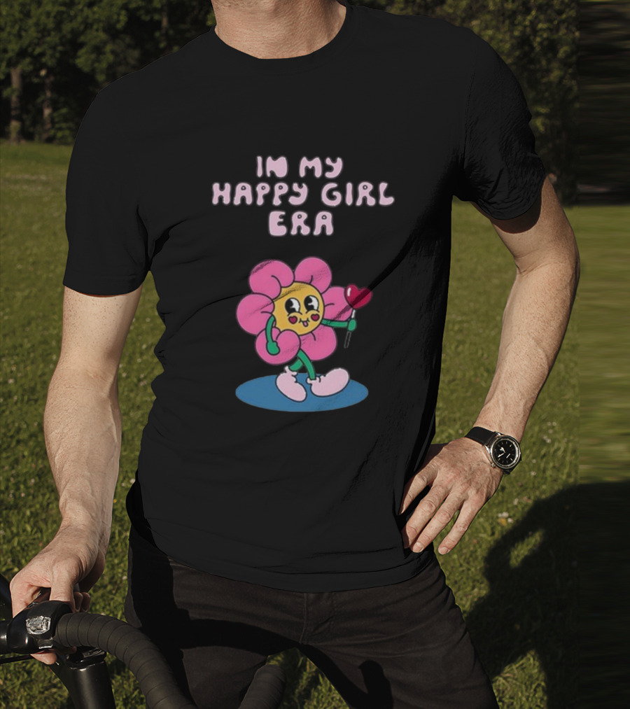 In My Happy Girl Era With Pink Flower Character And Heart Lollipop T-Shirt