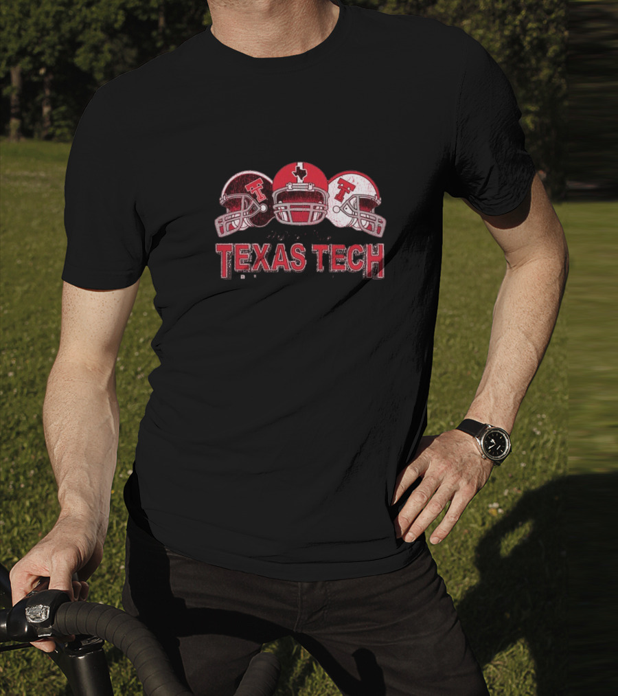 Texas Tech Red Raiders Trio Helmets Graphic Wreck 'Em T-Shirt