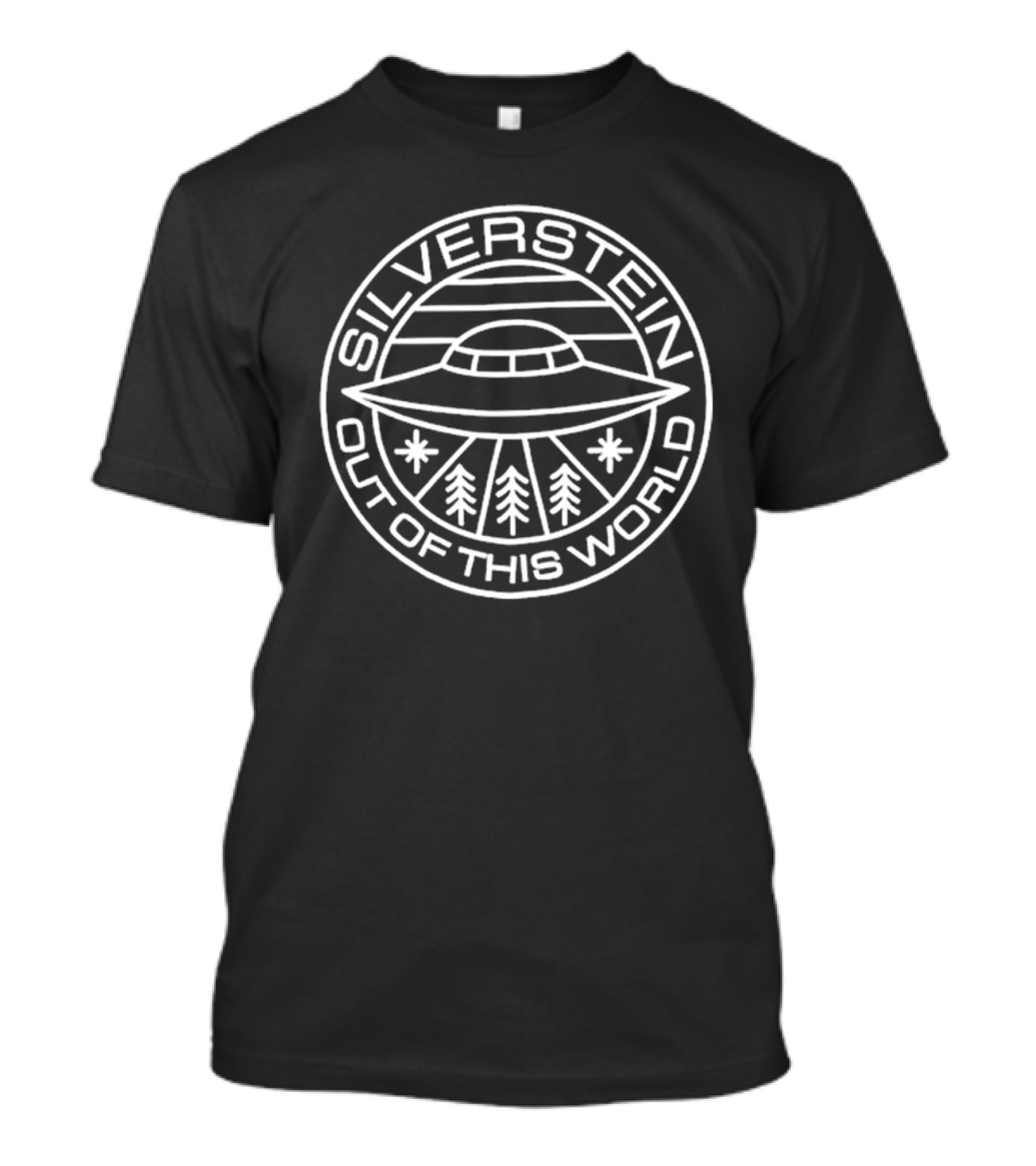 Silverstein Out Of This World UFO Logo Icon With Trees And Stars T-Shirt