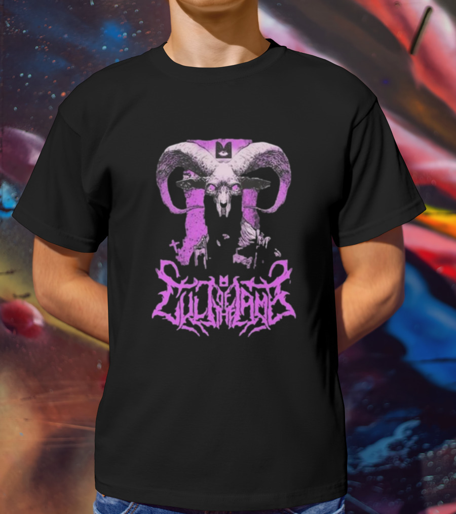 Cult Of The Lamb Unholy Goat Ram Skull Purple T-Shirt