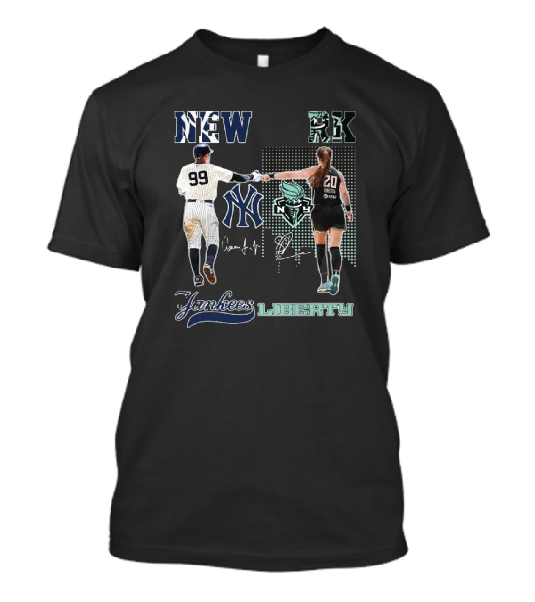 New York Yankees Aaron Judge New York Liberty Sabrina Ionescu Signatures T-Shirt