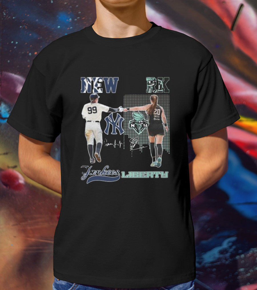 New York Yankees Aaron Judge New York Liberty Sabrina Ionescu Signatures T-Shirt