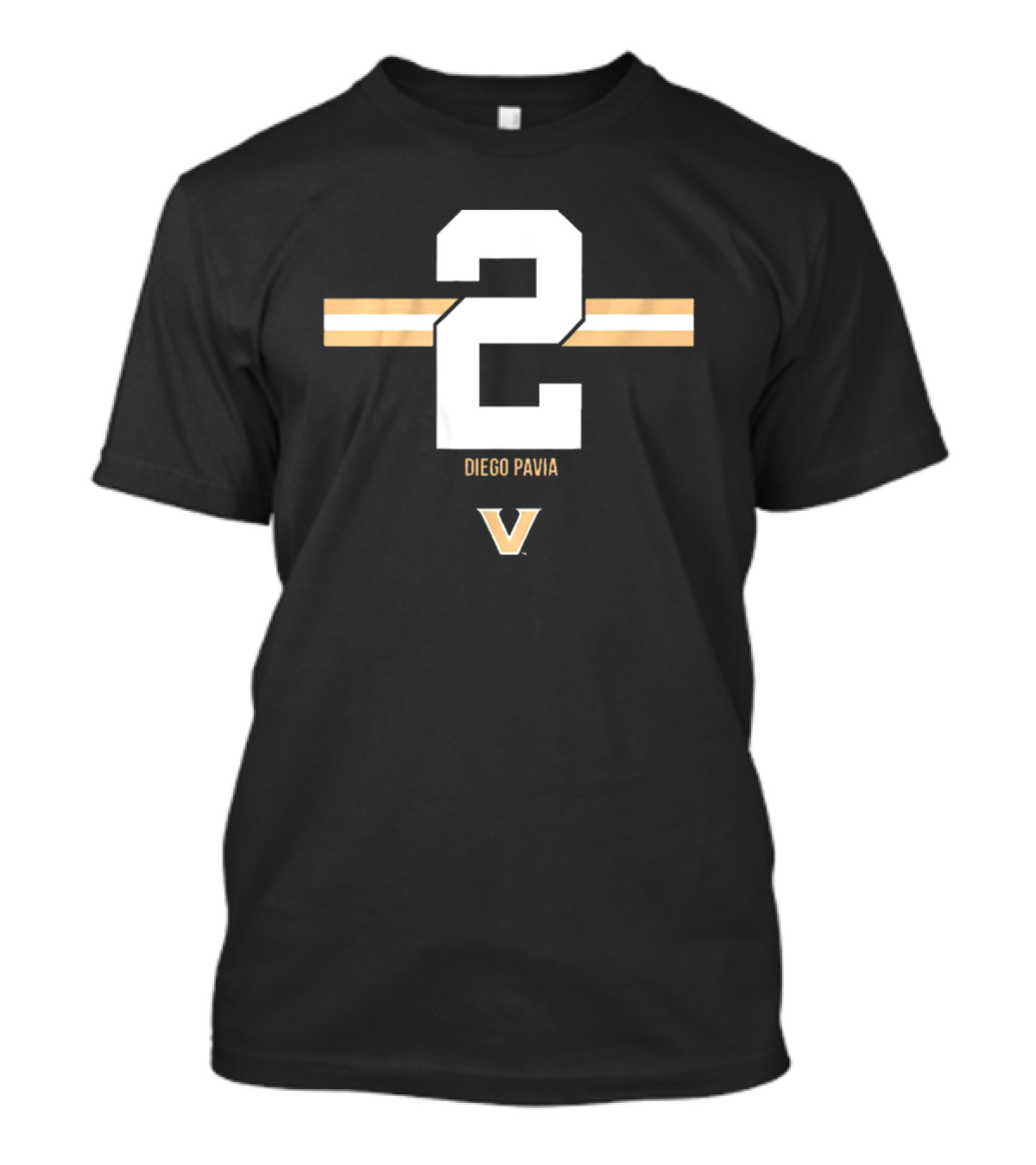 2 Diego Pavia Vanderbilt Commodores Football Stripe T-Shirt