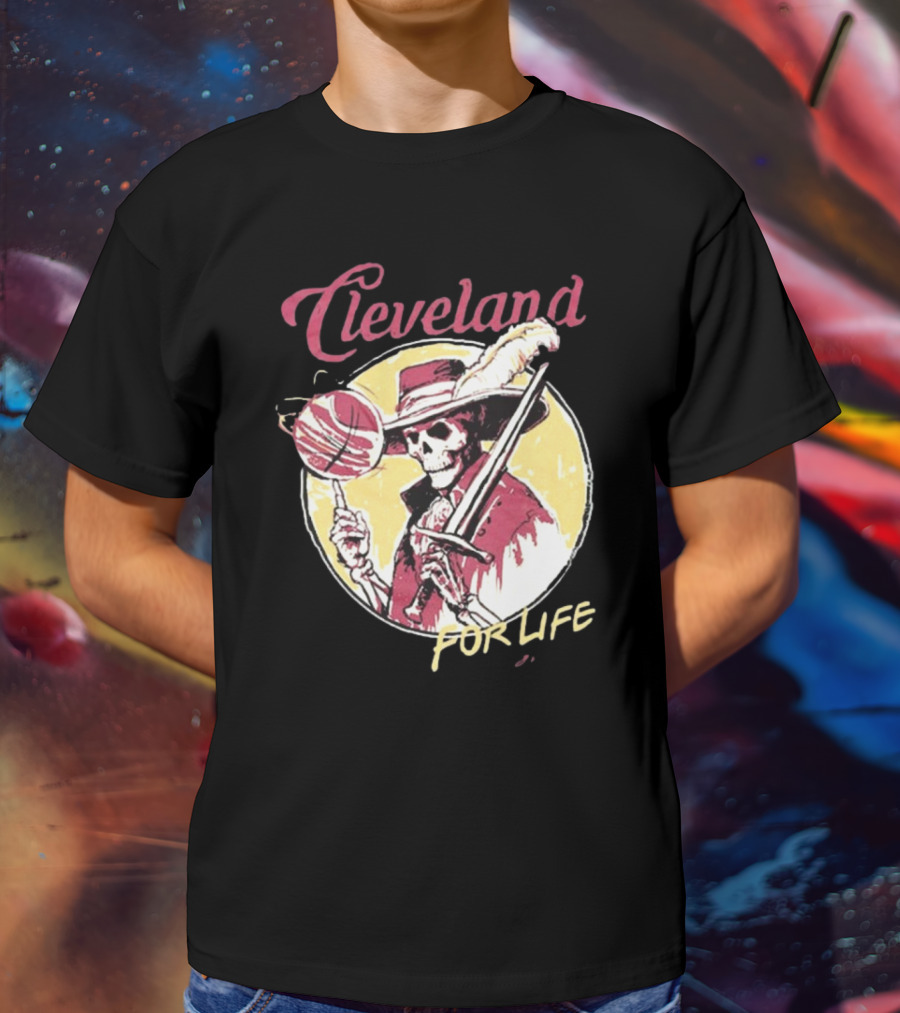 Cleveland Basketball Skeleton For Life T-Shirt