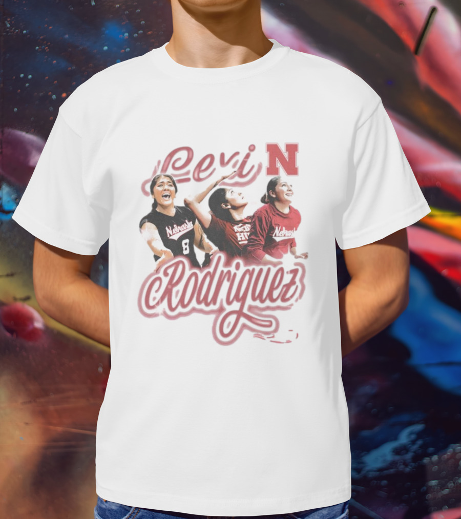 Lexi Rodriguez Nebraska Volleyball Airbrush N Logo Player Action T-Shirt