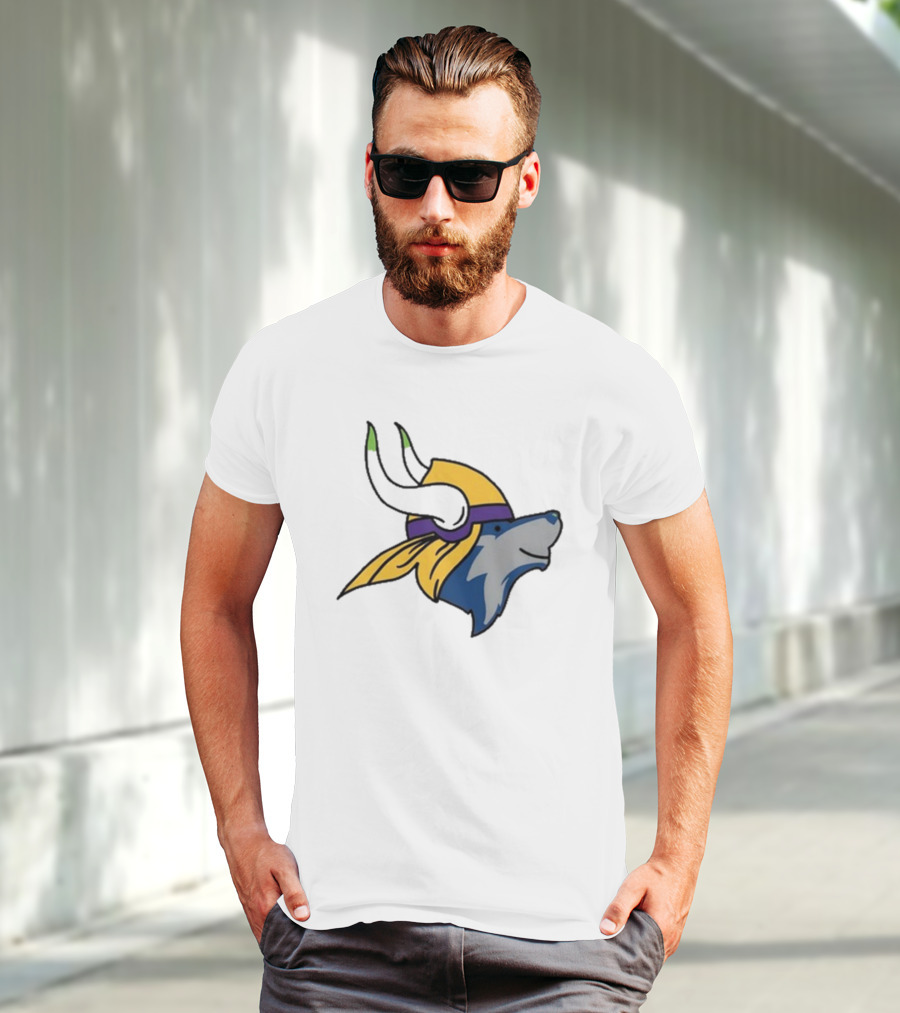Maplewedgie Corndoggylol Minnesota Timbervikes Vikings Wolf Helmet Nordic Spirit Fusion T-Shirt