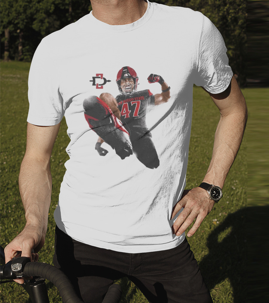 Trey White San Diego State Aztecs 47 Football Jump T-Shirt