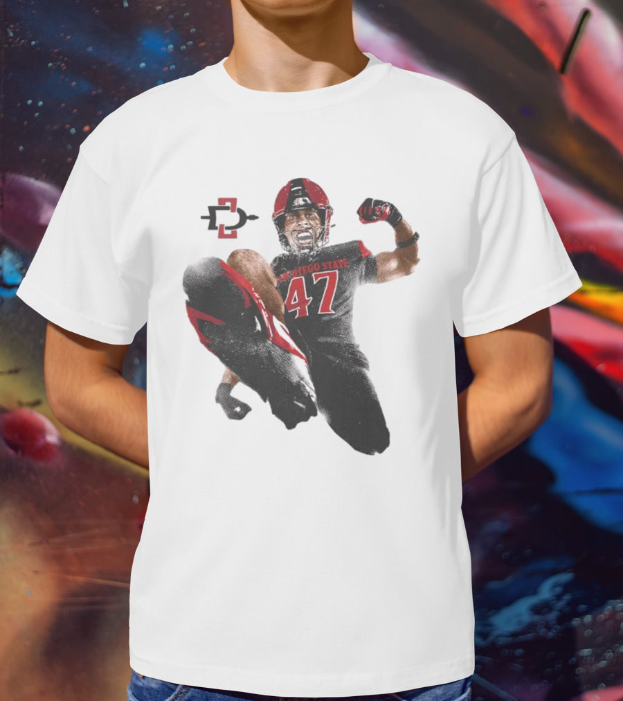 Trey White San Diego State Aztecs 47 Football Jump T-Shirt