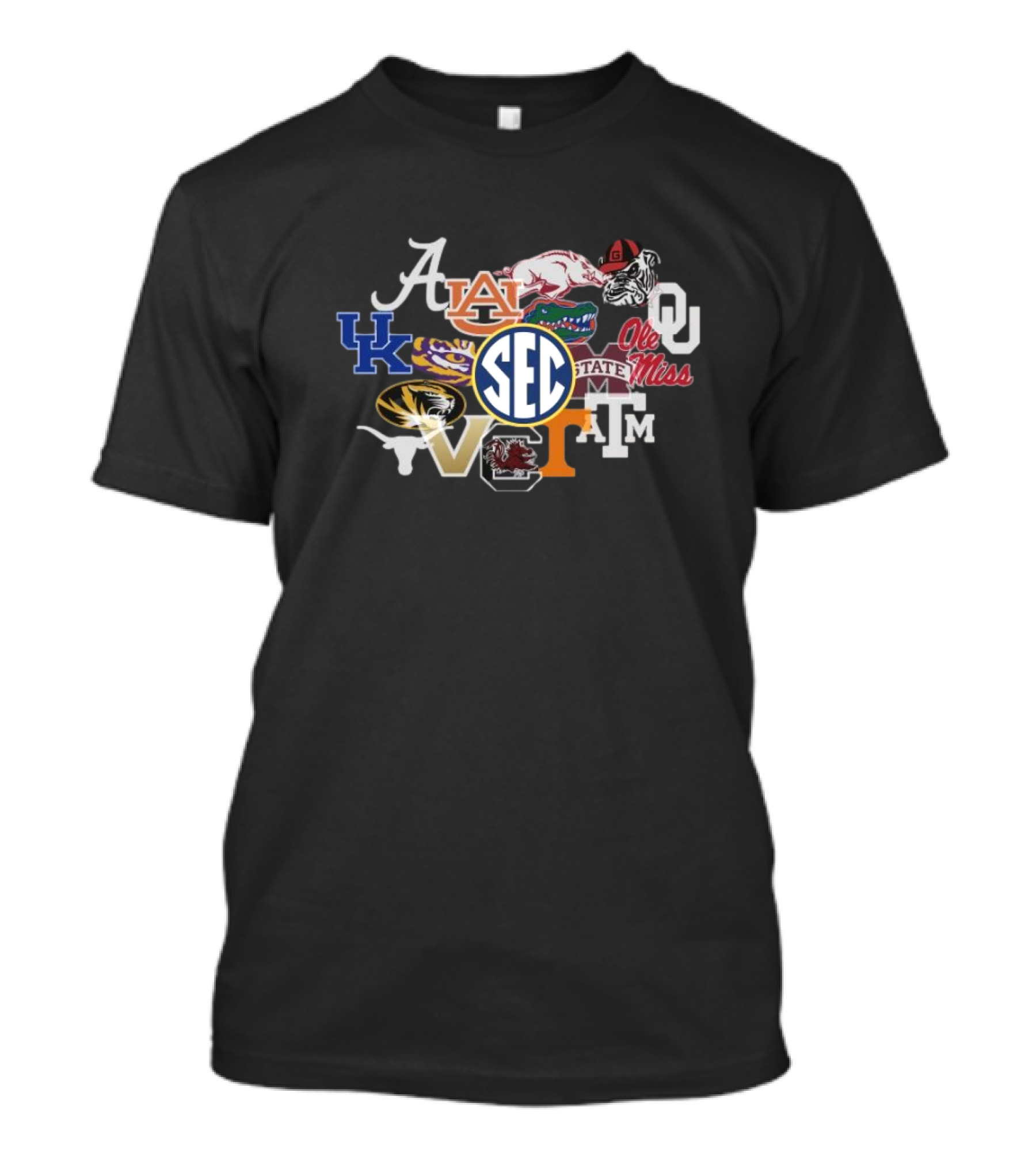 SEC Charcoal Fade Short Sleeve T With University Logos And Mascots T-Shirt