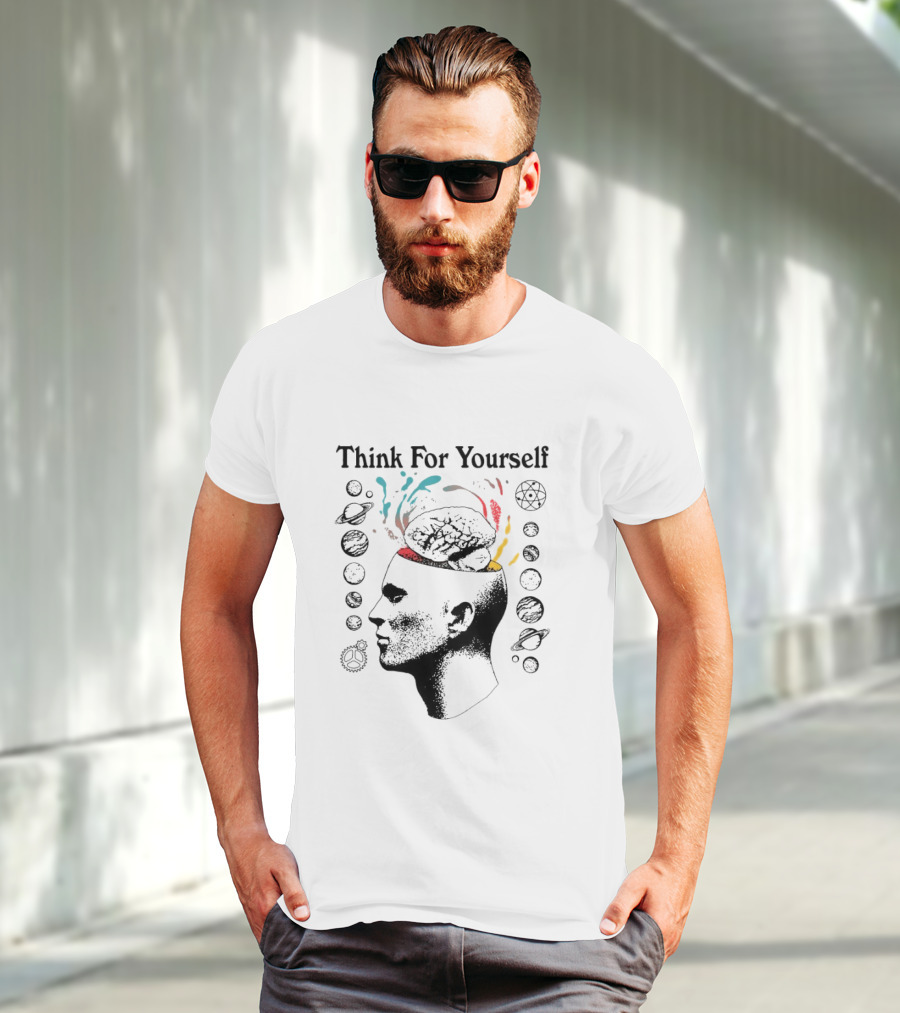 Joe Bartolozzi Think For Yourself Brain Out Open Planets T-Shirt
