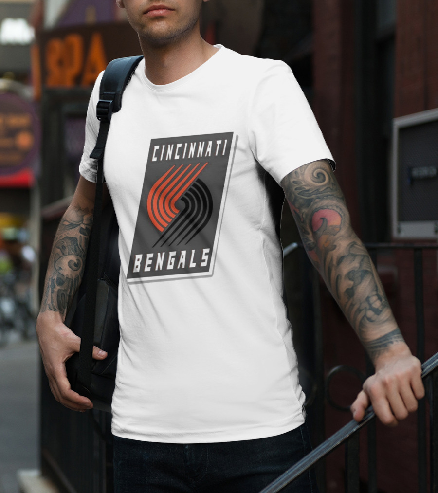 Cincinnati Bengals X Portland Trail Blazers Mashup Logo NFL NBA T-Shirt