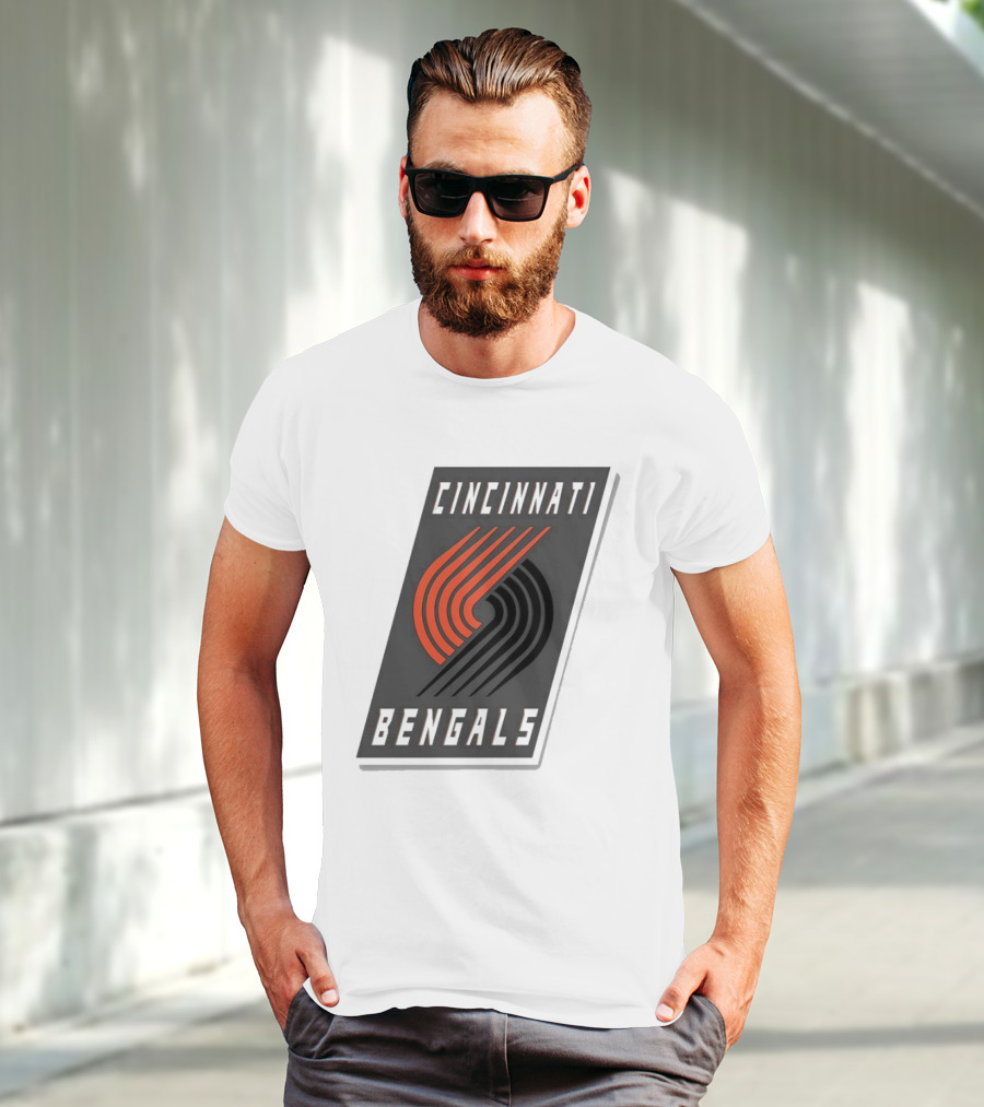 Cincinnati Bengals X Portland Trail Blazers Mashup Logo NFL NBA T-Shirt