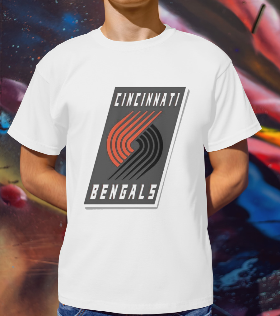 Cincinnati Bengals X Portland Trail Blazers Mashup Logo NFL NBA T-Shirt