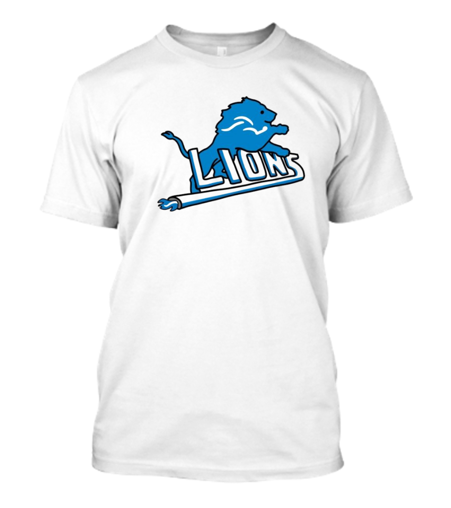 NFL Detroit Lions Blue Logo Mashup With NBA Detroit Pistons Inspired T-Shirt