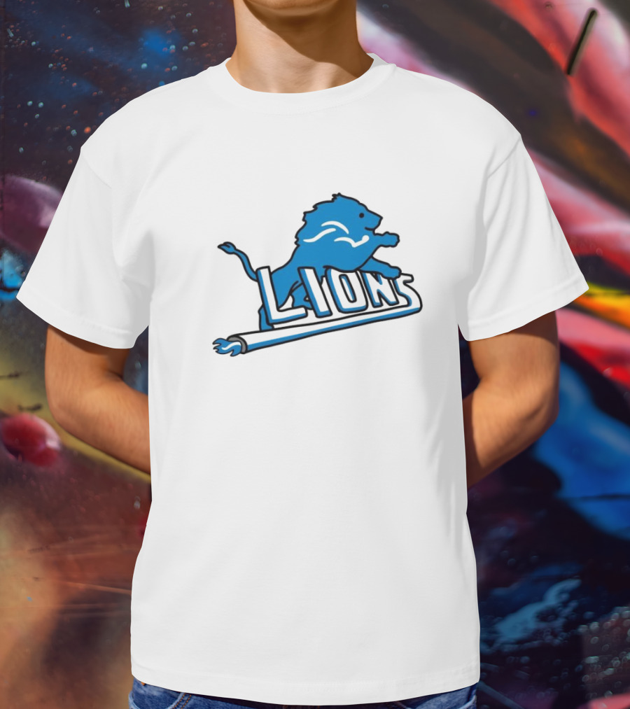 NFL Detroit Lions Blue Logo Mashup With NBA Detroit Pistons Inspired T-Shirt