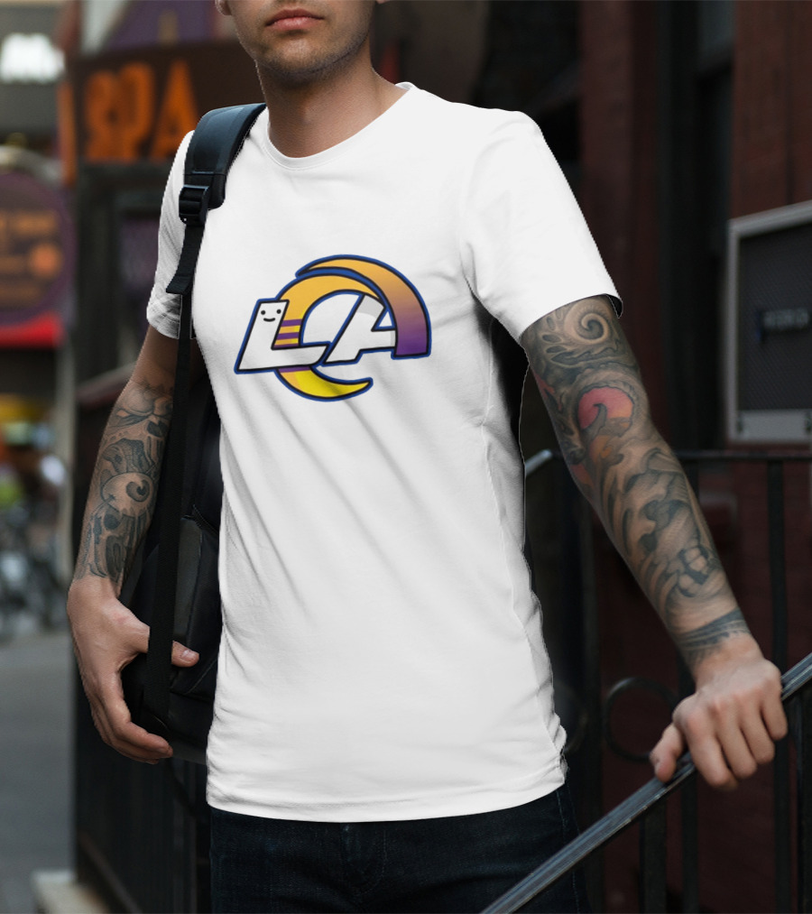 NFL NBA Los Angeles Rams Lakers Logo Mashup T-Shirt