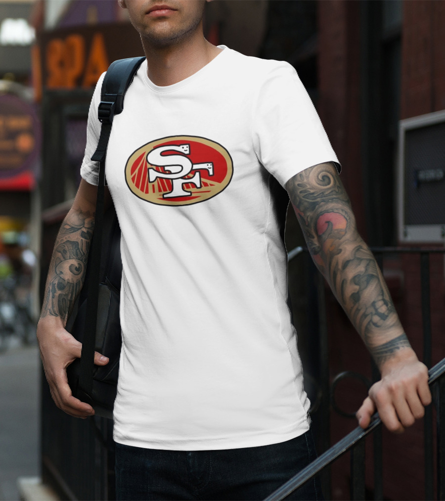 NFL X NBA San Francisco 49ers Warriors Logo Mash Combine T-Shirt
