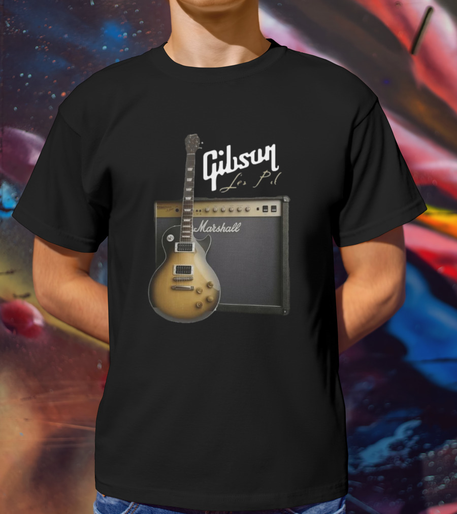 Gibson Les Paul Guitar With Marshall Amplifier T-Shirt