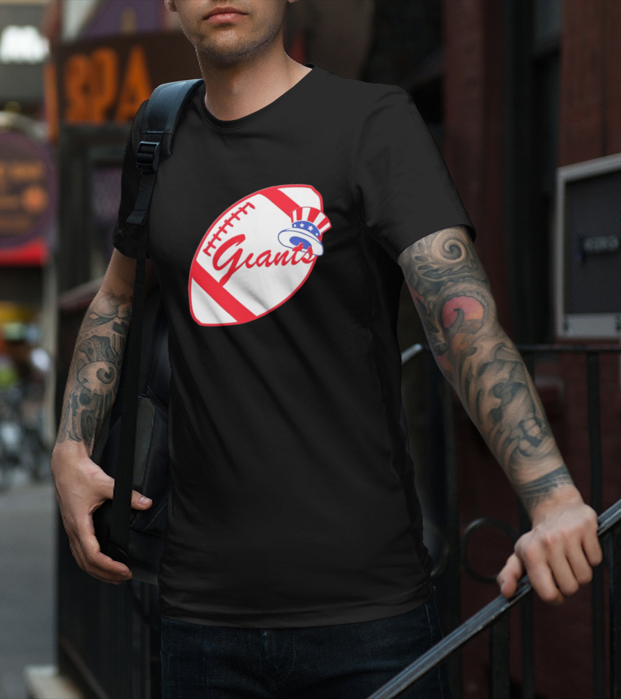 Giants Football Mashup With Yankees Hat NFL X MLB Collaboration T-Shirt