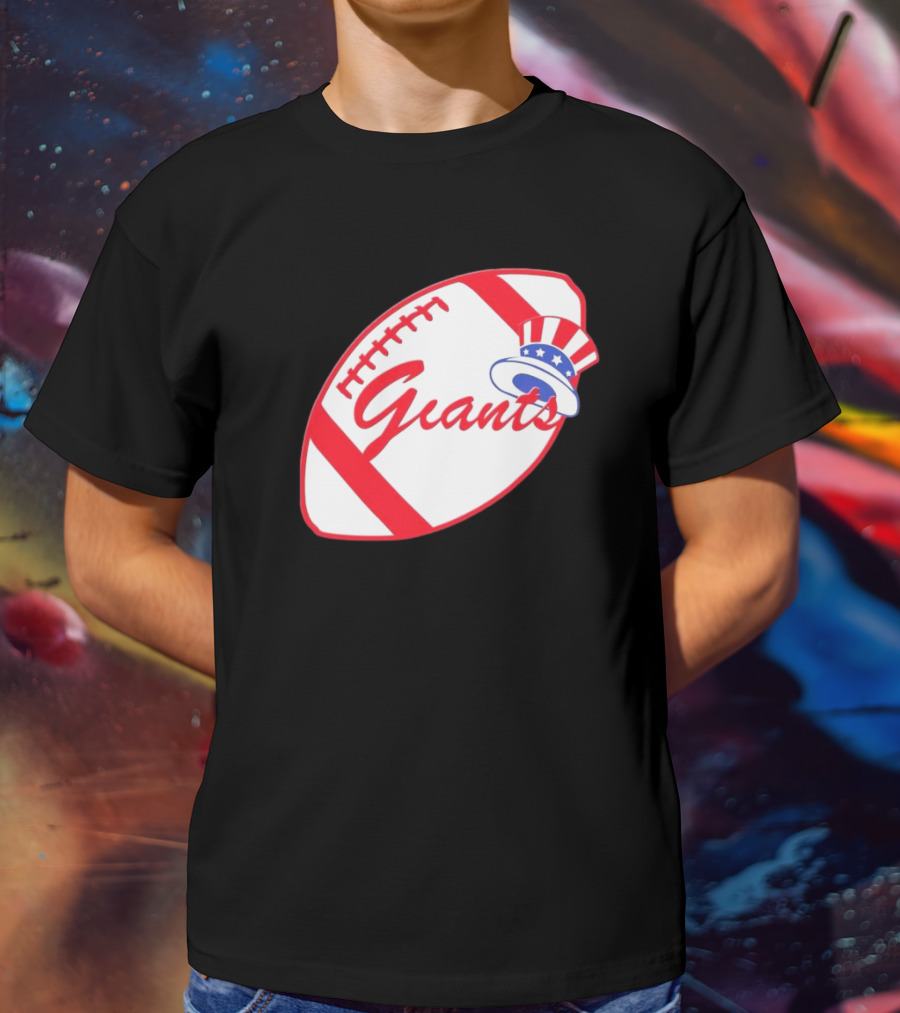 Giants Football Mashup With Yankees Hat NFL X MLB Collaboration T-Shirt