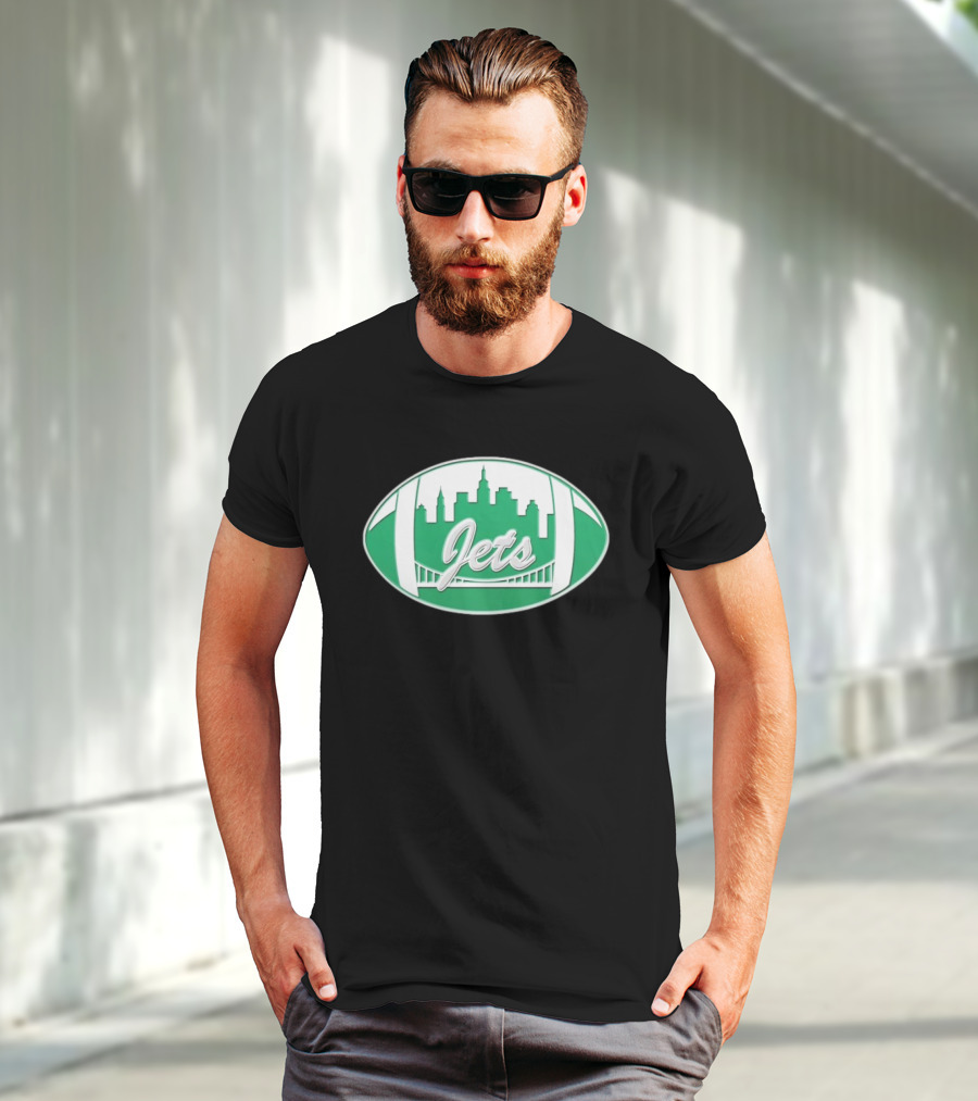 New York Jets Mets Skyline Green Football Bridge Logo NFL MLB Mashup T-Shirt