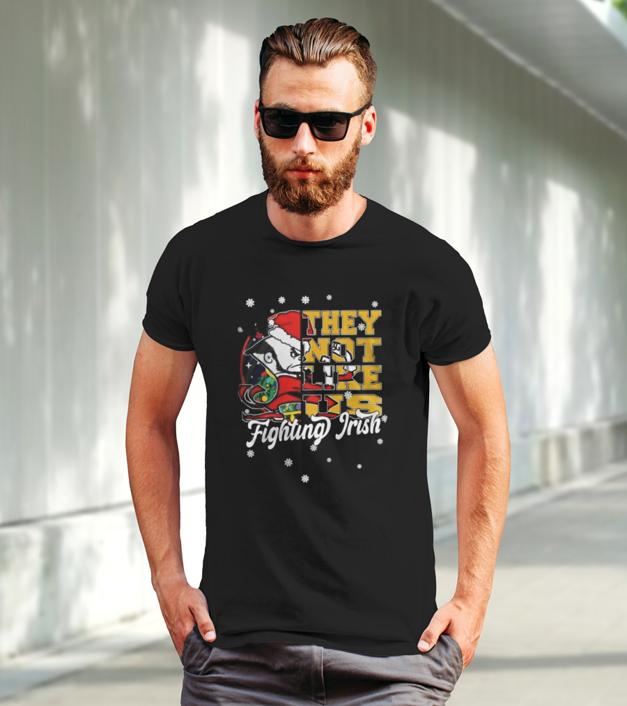 Notre Dame Fighting Irish They Not Like Us Christmas Mascot T-Shirt