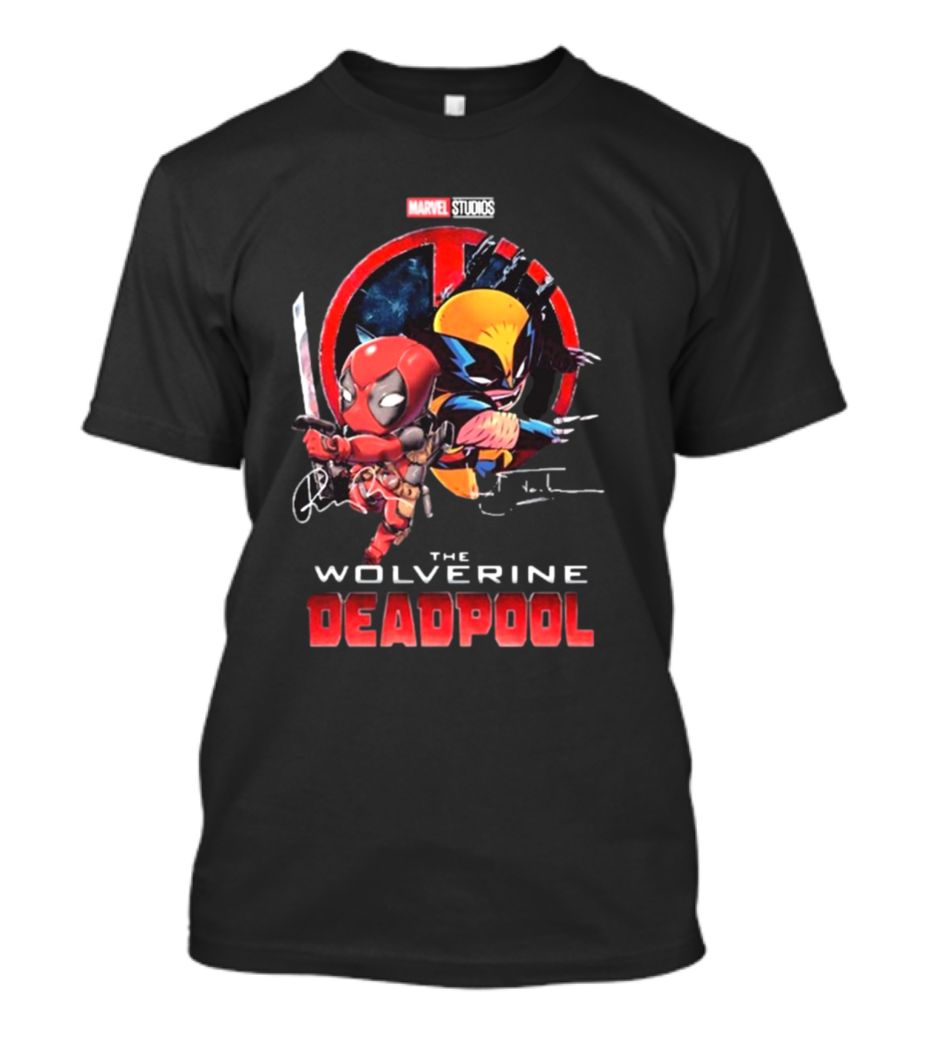 Marvel Studios Baby Deadpool And Wolverine Hugh Jackman And Ryan Reynolds Signatures T-Shirt