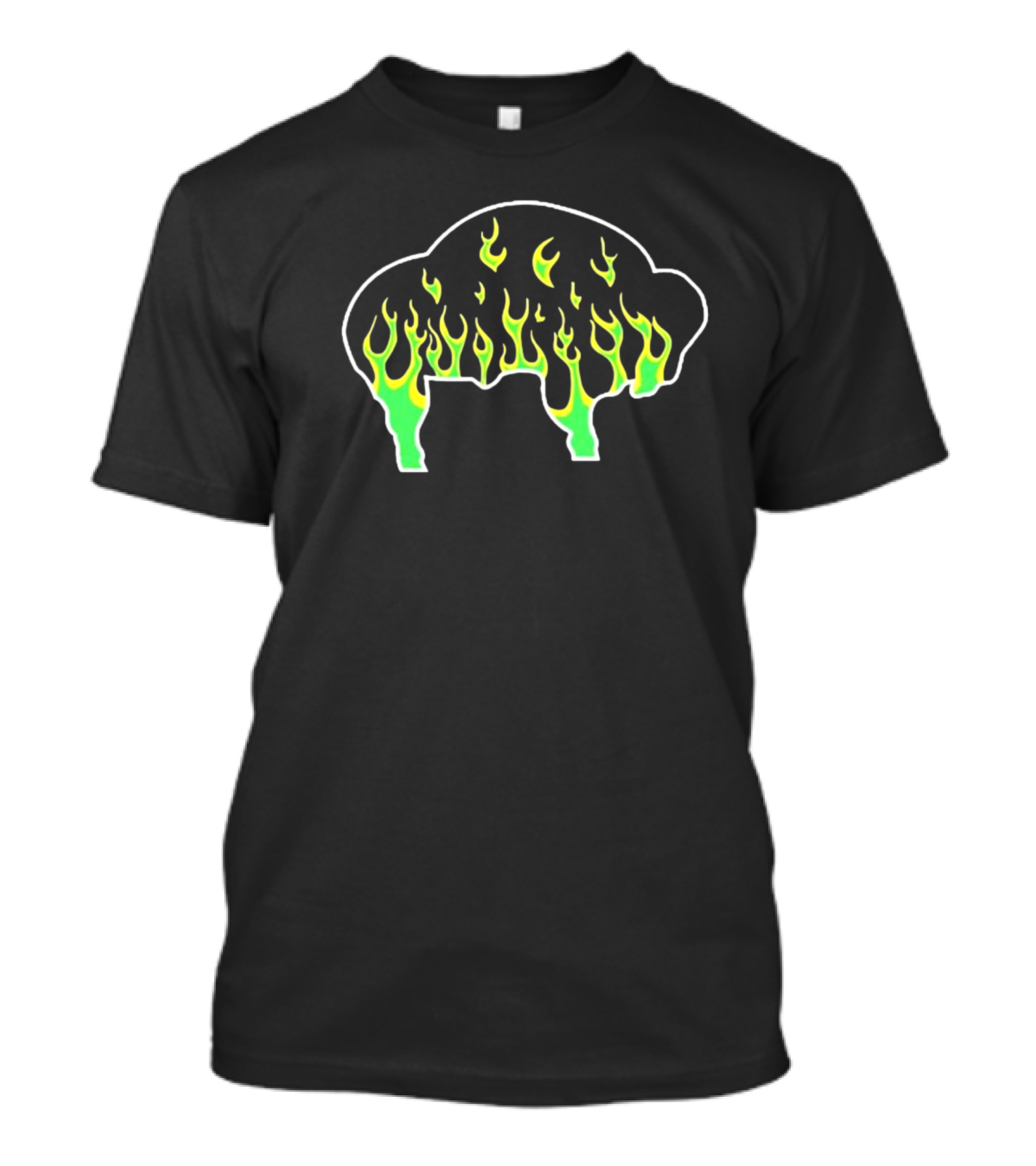 Buffalo Flames Green Yellow Fire T-Shirt