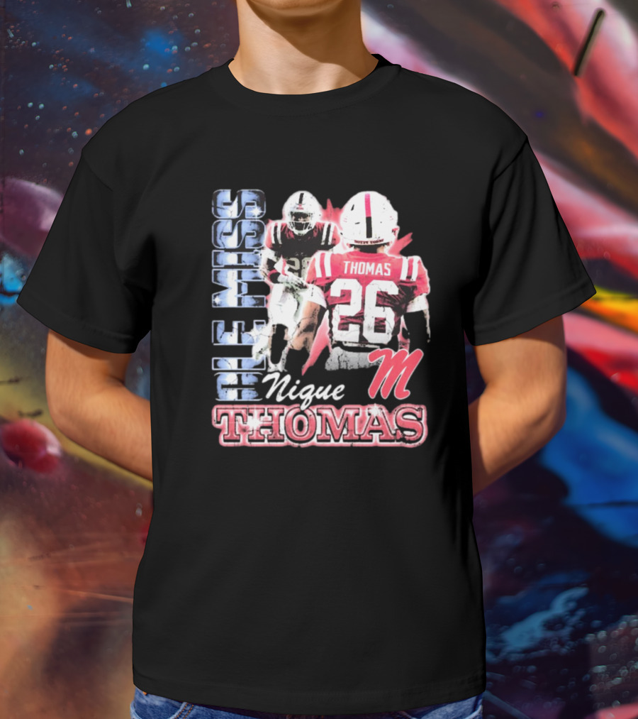 Ole Miss Rebels Domonique Nique Thomas 26 Football 90s T-Shirt