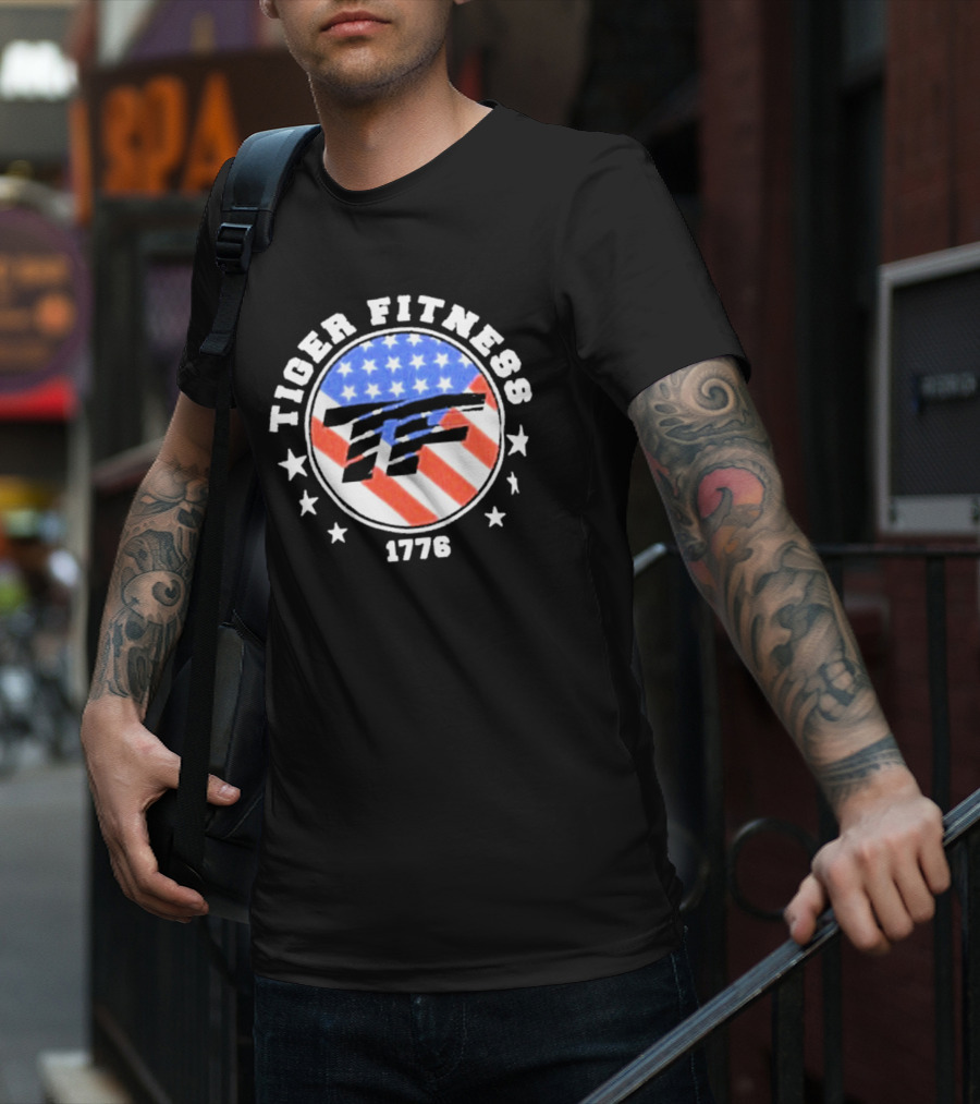 Independence Day 1776 America Flag Tiger Fitness T-Shirt