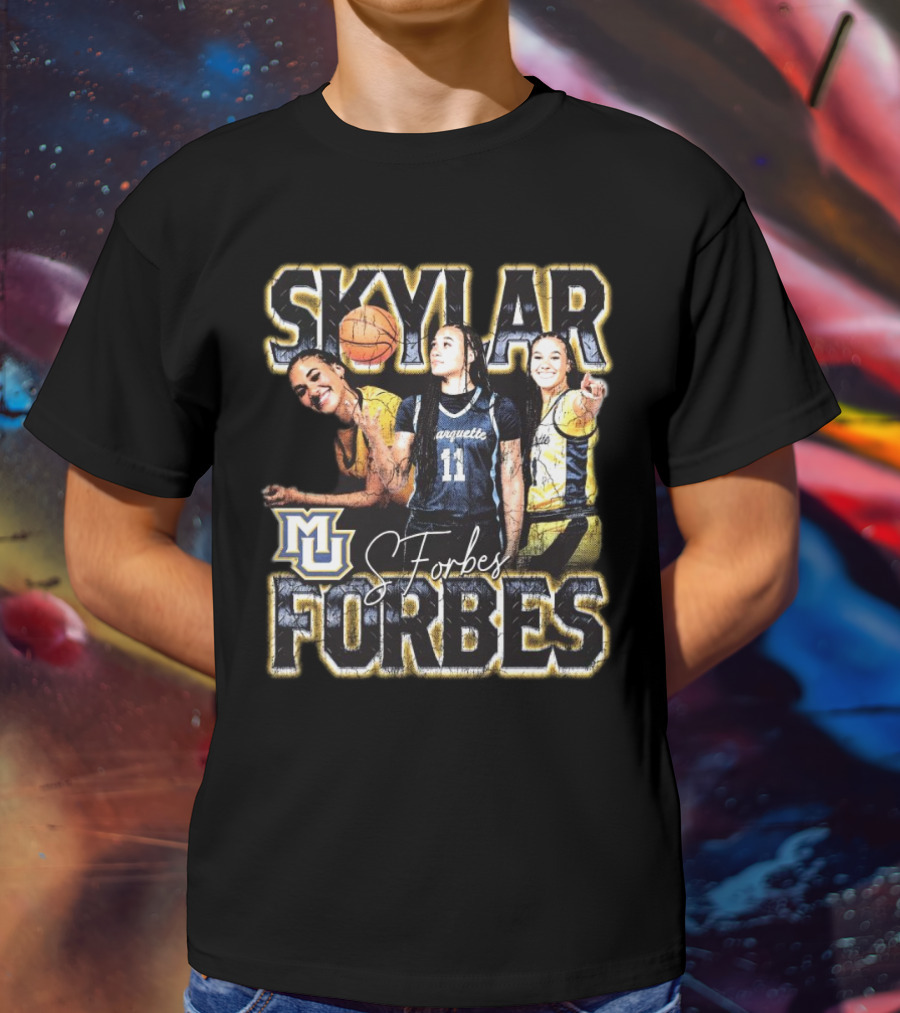 Skylar Forbes Marquette Golden Eagles Basketball MU Vintage 90s Style Signature T-Shirt