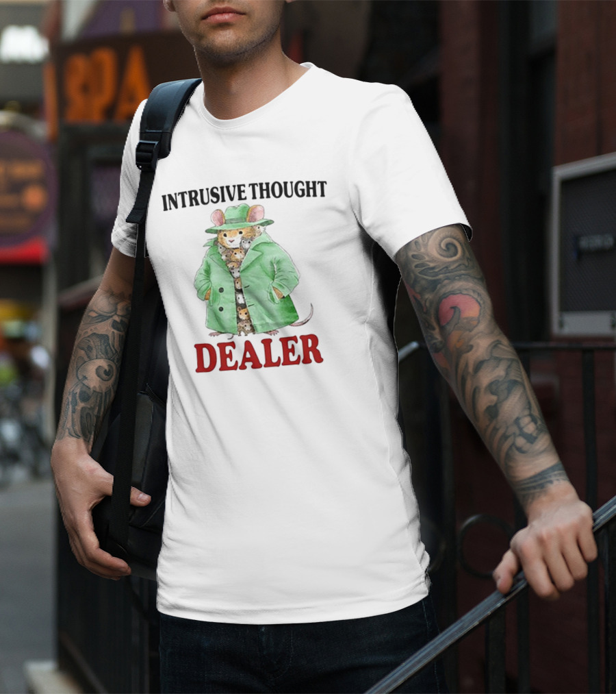 Intrusive Thought Dealer Mouse In Trench Coat T-Shirt