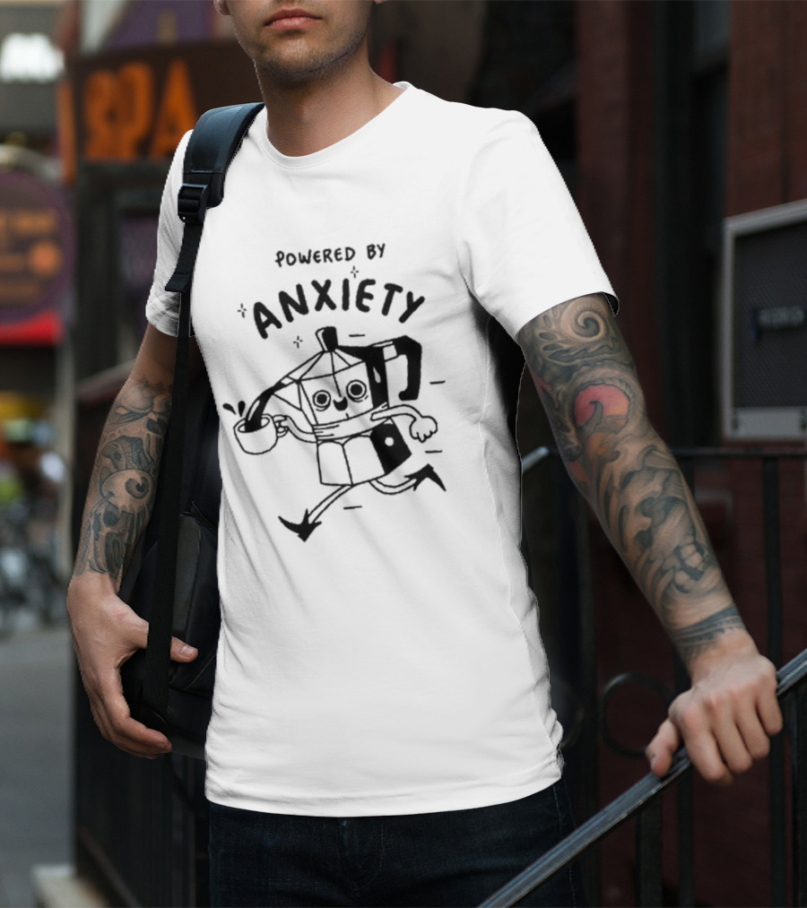 Powered By Anxiety Kazisvet Coffee Pot T-Shirt