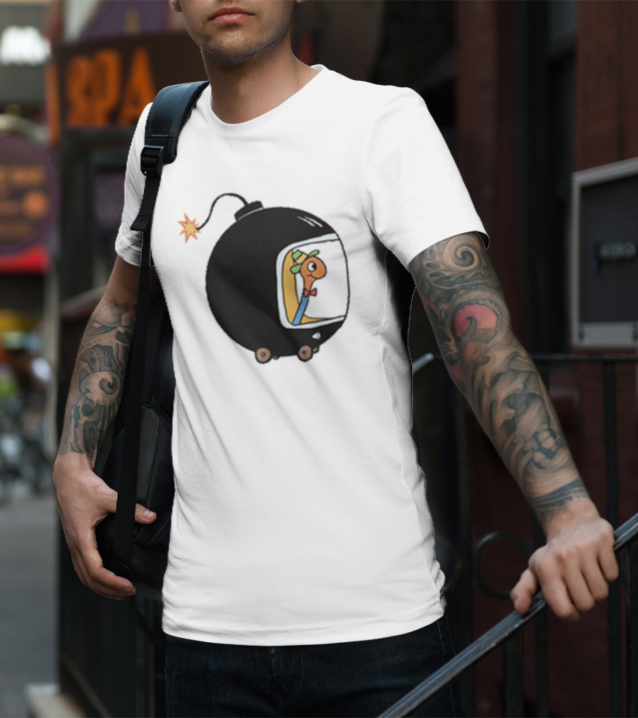 Lowly Car Bomb Cartoon Worm Inside By K. Thor Jensen T-Shirt