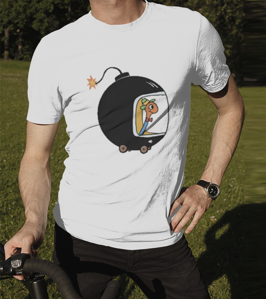 Lowly Car Bomb Cartoon Worm Inside By K. Thor Jensen T-Shirt