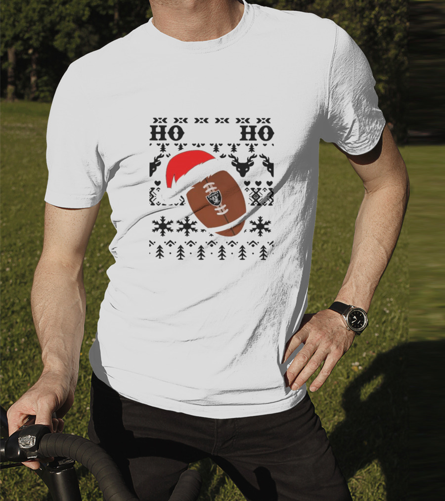 Las Vegas Raiders Football Santa Claus Ho Ho Ho Christmas NFL T-Shirt