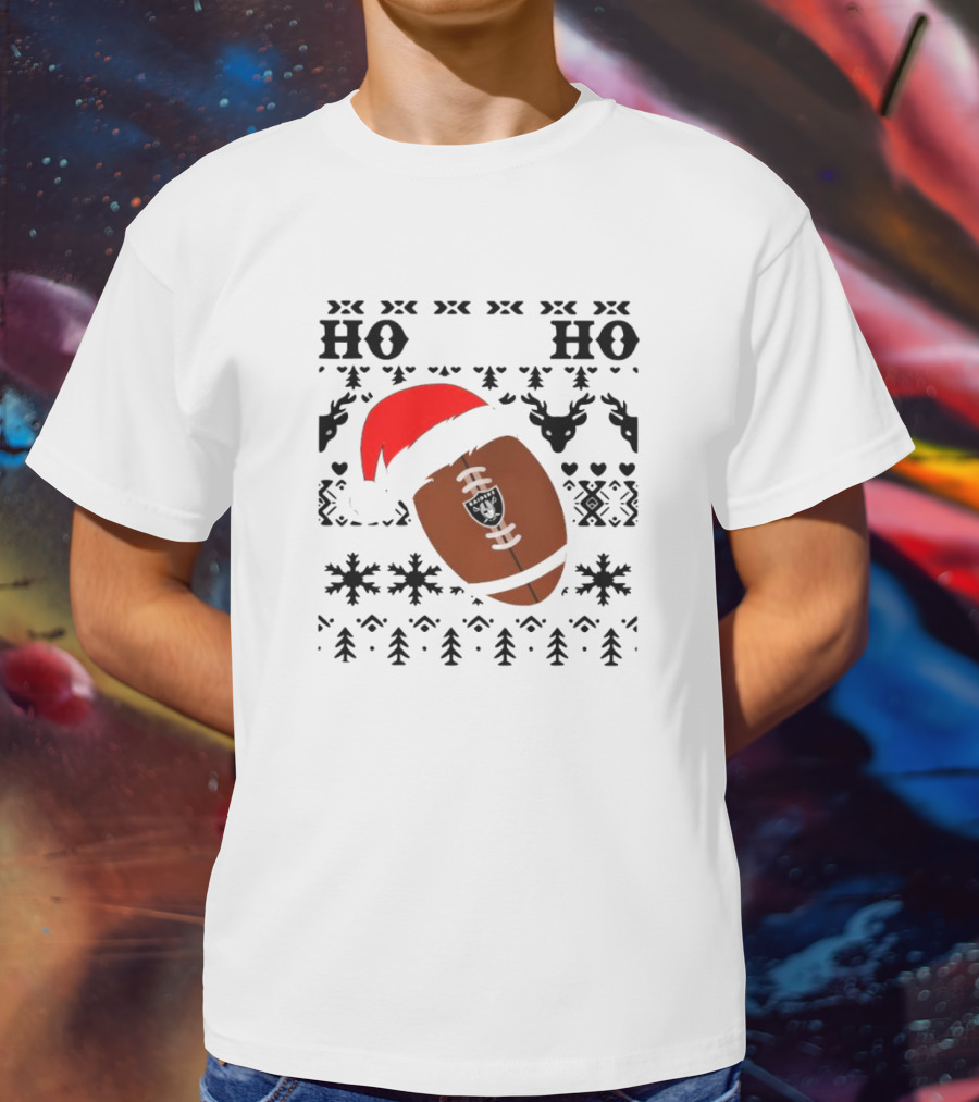 Las Vegas Raiders Football Santa Claus Ho Ho Ho Christmas NFL T-Shirt