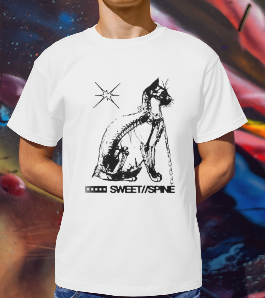 SWEET//SPINE Cat With Starburst And Chain Detail T-Shirt