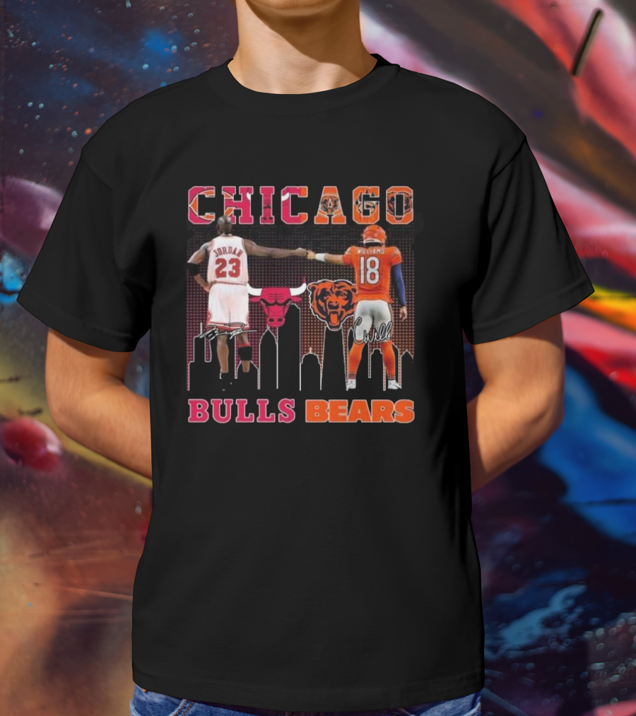 Chicago Bulls Michael Jordan Chicago Bears Caleb Williams City Signatures T-Shirt