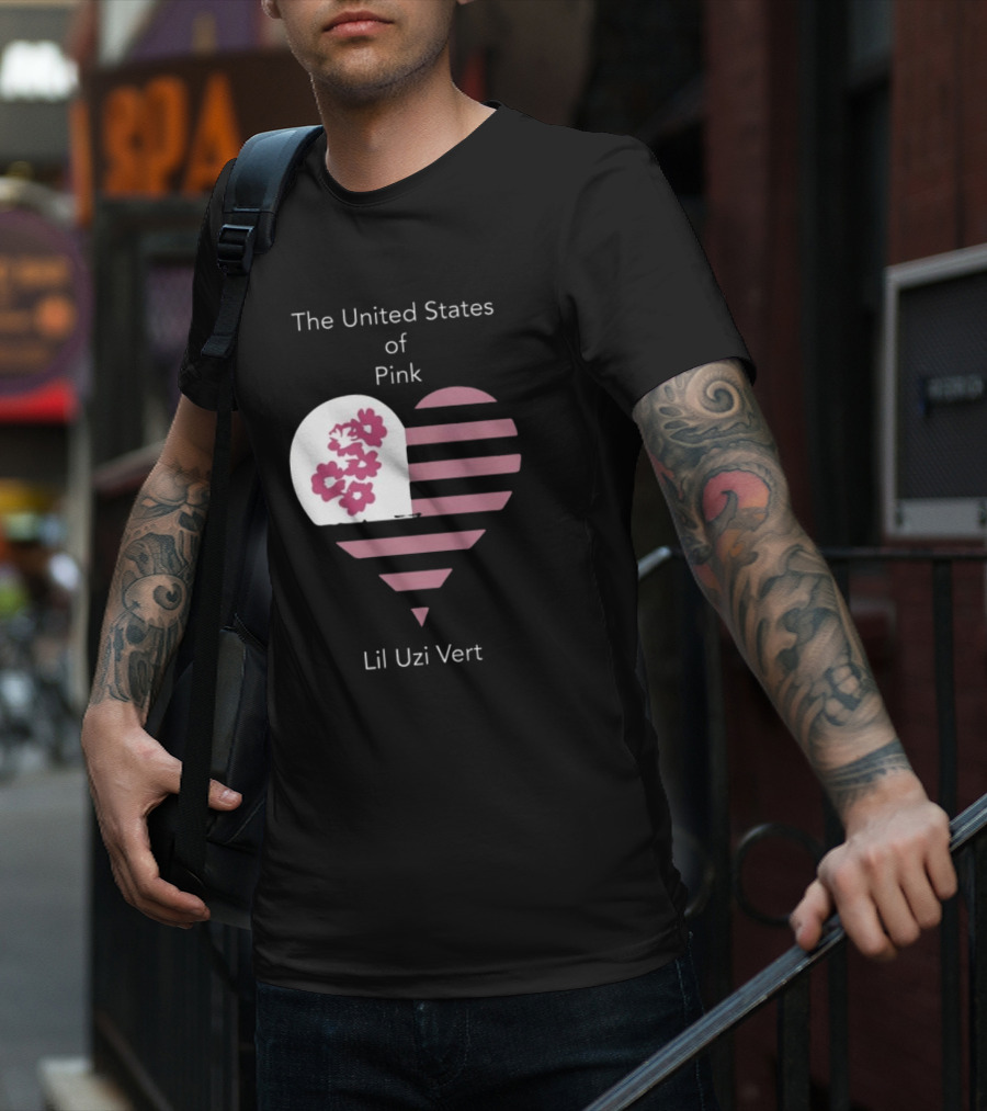 Lil Uzi Vert Heart Pink Stripes Flowers United States Of Pink T-Shirt