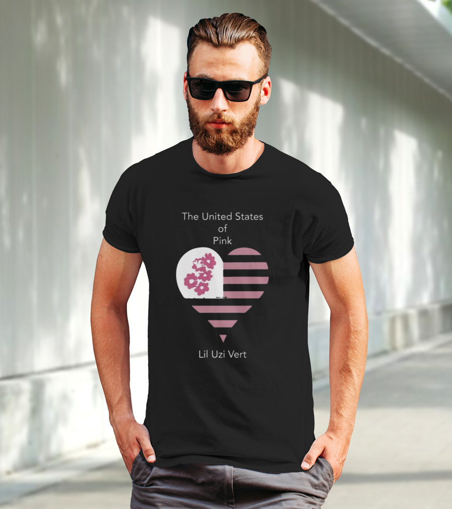 Lil Uzi Vert Heart Pink Stripes Flowers United States Of Pink T-Shirt