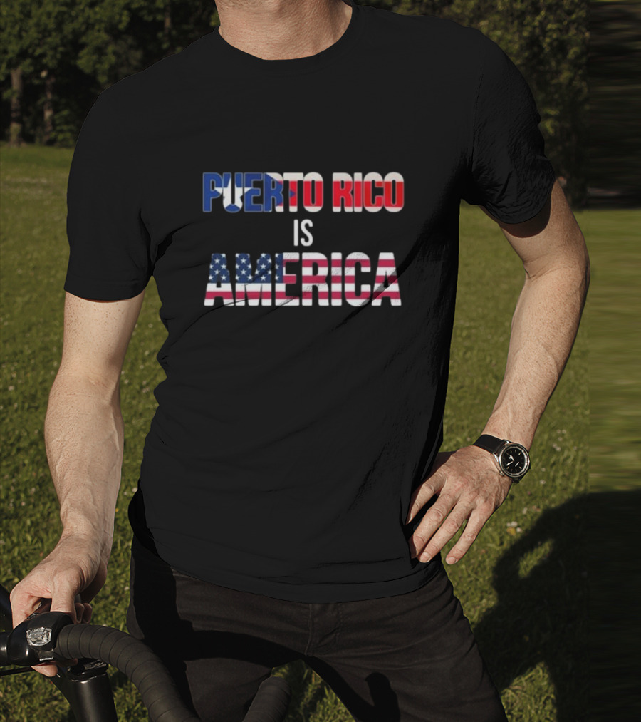 Puerto Rico Is America Flag Typography T-Shirt