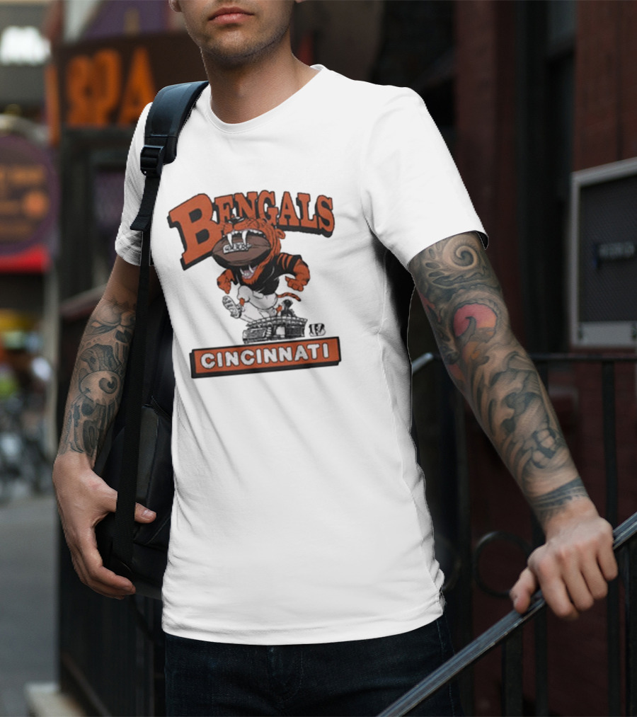 Cincinnati Bengals Mascot Jumping Over Stadium T-Shirt