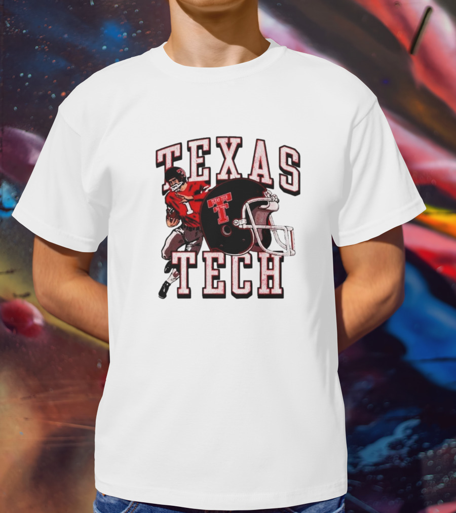 Texas Tech Red Raiders Football Player And Helmet T-Shirt