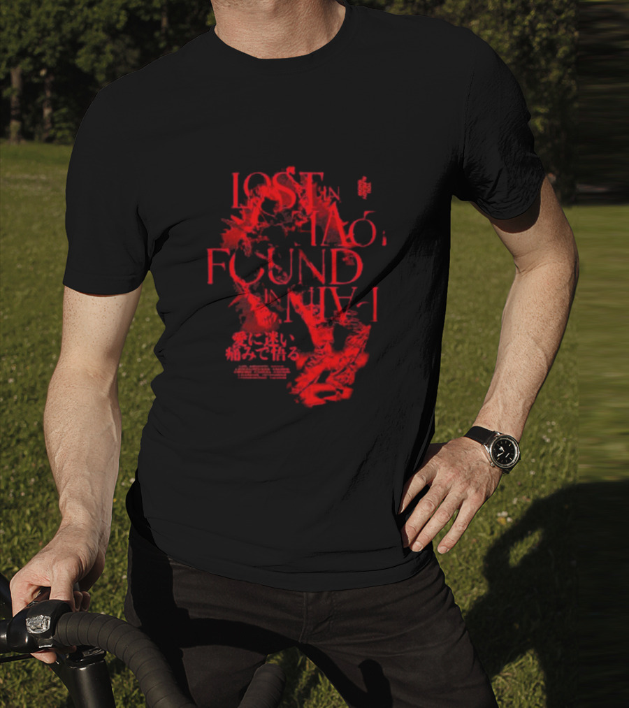 Miyavi Red Text Lost In Love, Found In Pain Pigment Dye T-Shirt