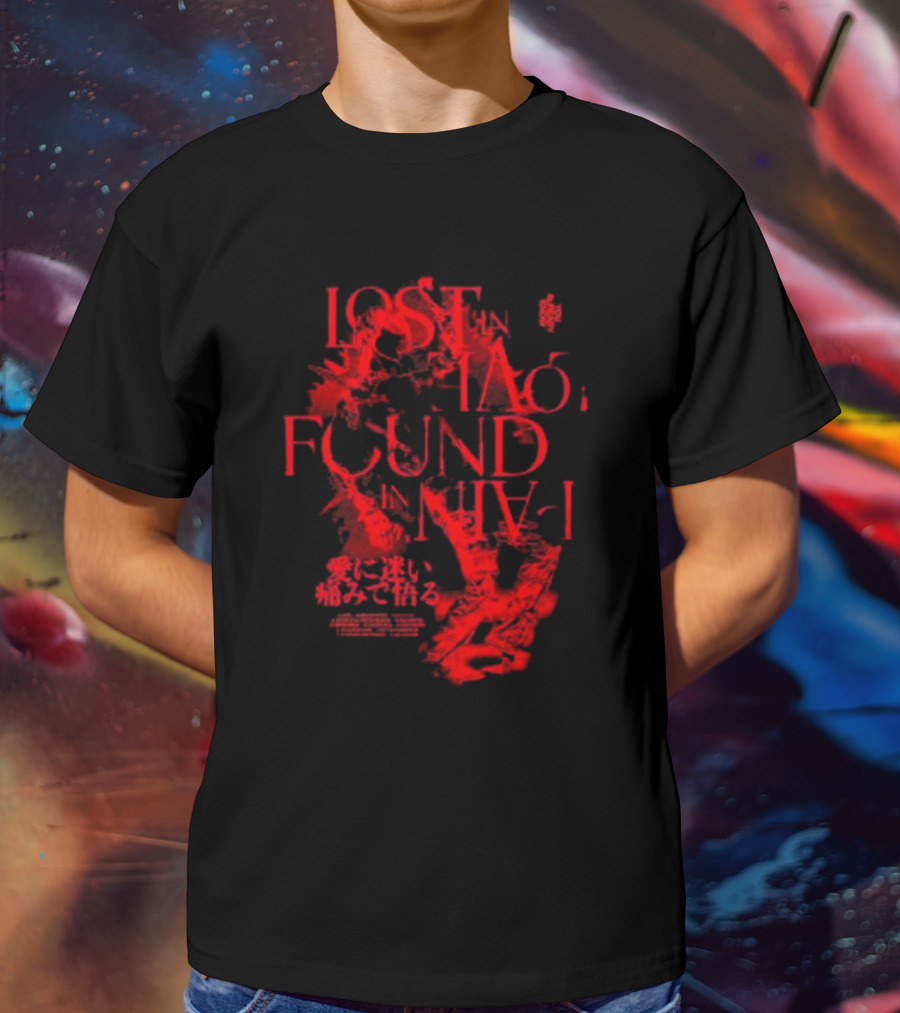 Miyavi Red Text Lost In Love, Found In Pain Pigment Dye T-Shirt