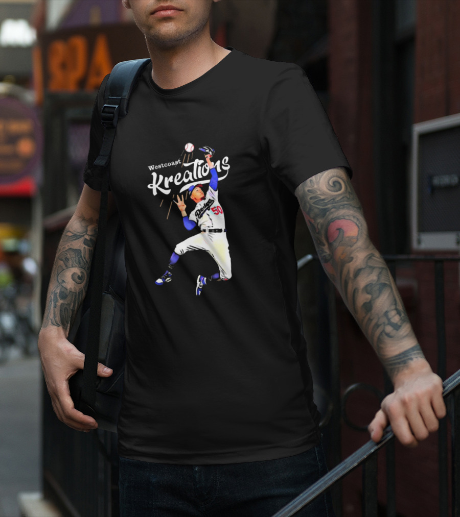 Mookie Betts Los Angeles Dodgers Westcoast Kreations Catching Action T-Shirt
